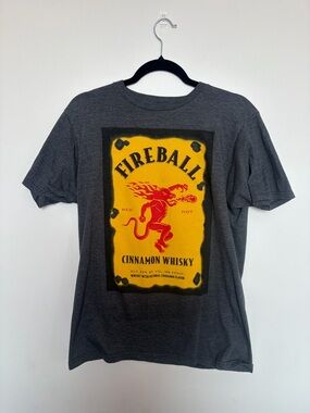 Ripple Junction Charcoal Tee with Yellow & Red Fireball Graphic